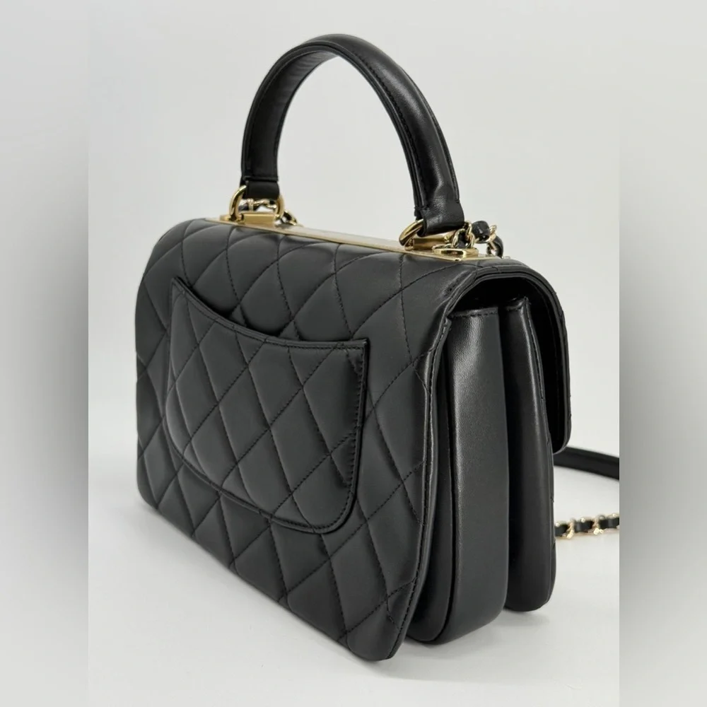 Chanel Trendy CC Small Black Lambskin Top Handle Shoulder Bag